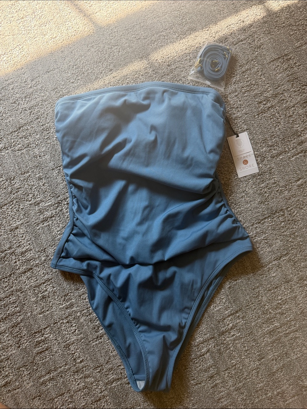 Shade and Shore Strapless One-Piece Swimsuit - Slate Blue